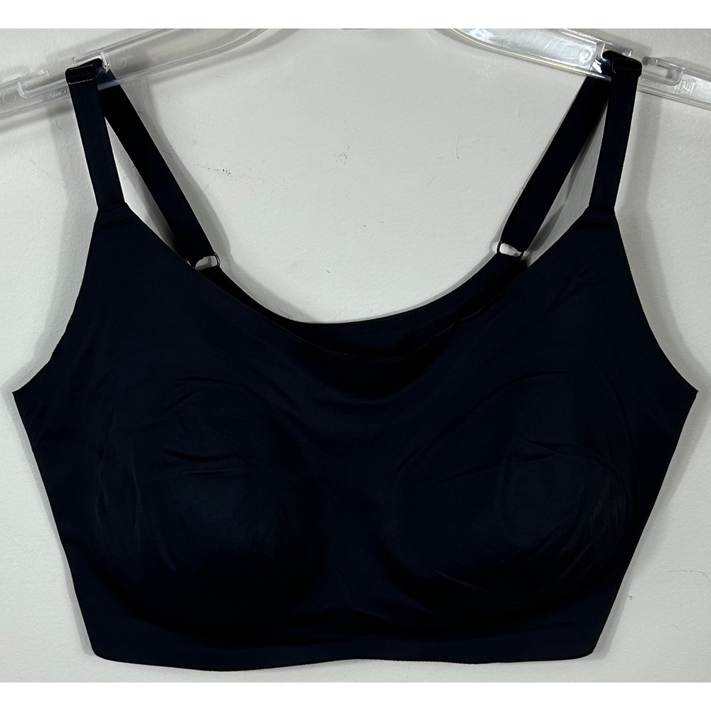 Uniqlo AIRism Wireless Bra Women XL Black Relax Scoop Neck Seamless Comfort